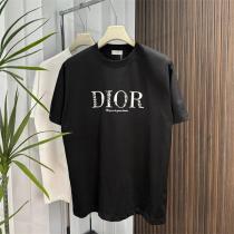  DIOR コピー プレミアム スタイリッシュ花柄ロゴデザイン 半袖カジュアル Tシャツ ブラック ディオール