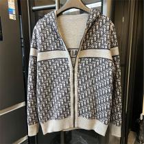 ディオール スーパーコピー 高級Obliqueロゴ 羊毛カシミア フーディー リバーシブルアウター グレー DIOR