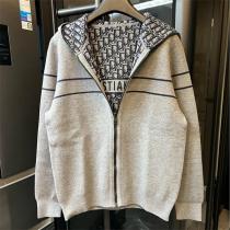ディオール スーパーコピー 高級Obliqueロゴ 羊毛カシミア フーディー リバーシブルアウター グレー DIOR
