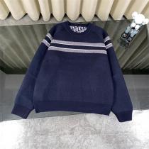 DIOR スーパーコピー 高級Oblique総柄 クラシッククルーネック ニットセーター ネイビー ディオール