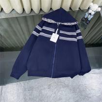  ディオール 偽物 高品質ラインデザイン オブリーク切替 フルジップ フーディー ネイビーニットアウター DIOR