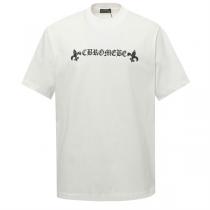  クロムハーツ 偽物 バックビッグホースシュークロスロゴ クルーネック Tシャツ ブラック モード CHROME HEARTS