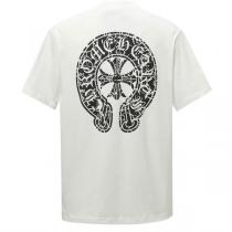  クロムハーツ 偽物 バックビッグホースシュークロスロゴ クルーネック Tシャツ ブラック モード CHROME HEARTS