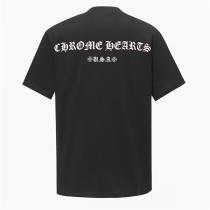 CHROME HEARTS コピー ホースシュー＆CHプラスロゴ 両面プリント クルーネック Tシャツ ブラック クロムハーツ