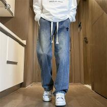 クロムハーツ スーパーコピー クロスパッチ ワイドストレート デニム ヴィンテージブルー ジーンズ CHROME HEARTS