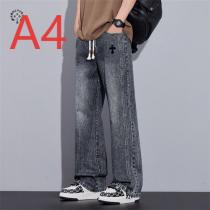 CHROME HEARTS 偽物 ロゴ ウエスト紐付き ワイドデニムパンツ 2色展開 ストリートジーンズ クロムハーツ