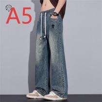 CHROME HEARTS 偽物 ロゴ ウエスト紐付き ワイドデニムパンツ 2色展開 ストリートジーンズ クロムハーツ