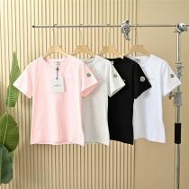  MONCLER コピー ワッペンロゴ ベーシックフィット Tシャツ 4色展開 レディースカジュアル モンクレール