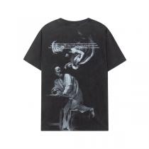 Off-White 偽物 Tシャツ アートグラフィック バックプリント ストリート風 ブラック オフホワイト