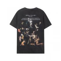 オフホワイト コピー Tシャツ ヴィンテージウォッシュ加工 アートグラフィック プリント ロゴ入り Off-White