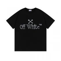 オフホワイト 偽物 Tシャツ ロゴ＆ピンククロスライン クラッシュプリント風モノトーンデザイン Off-White
