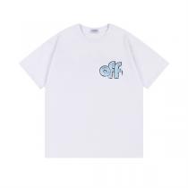オフホワイト スーパーコピー Tシャツ ブルーグラデーションロゴ アシンメトリーレタリングデザイン Off-White