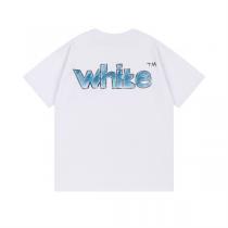 オフホワイト スーパーコピー Tシャツ ブルーグラデーションロゴ アシンメトリーレタリングデザイン Off-White