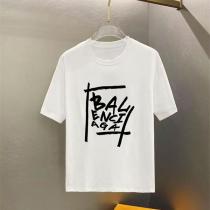 バレンシアガ 偽物 グラフィティスクエアロゴ プリント入り 高品質コットン 半袖カジュアルTシャツ BALENCIAGA