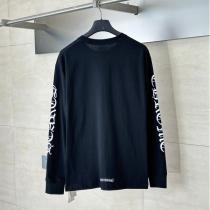 CHROME HEARTS 偽物 長袖Tシャツ ゴシックロゴ刺繍入り モノトーンデザイン ストリート クロムハーツ