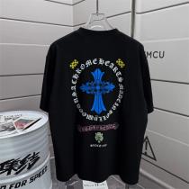  CHROME HEARTS スーパーコピー Tシャツ ブルークロス ゴシックロゴ バックプリント ストリート クロムハーツ