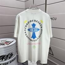  CHROME HEARTS スーパーコピー Tシャツ ブルークロス ゴシックロゴ バックプリント ストリート クロムハーツ