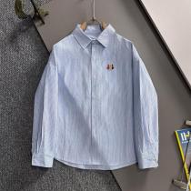 モンクレール コピー シャツ ストライプ柄ロゴワッペン付き コットン長袖シャツ カジュアル MONCLER