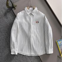 モンクレール コピー シャツ ストライプ柄ロゴワッペン付き コットン長袖シャツ カジュアル MONCLER