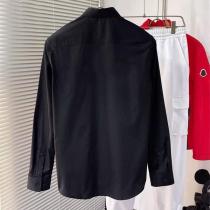 MONCLER コピー シャツ ロゴワッペン付き シンプルブラック 長袖ドレスシャツ スリムフィット モンクレール