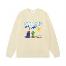 CELINE 偽物 長袖Tシャツ アートプリント カジュアル クルーネック コットン100% 人気デザイン セリーヌ