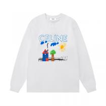 CELINE 偽物 長袖Tシャツ アートプリント カジュアル クルーネック コットン100% 人気デザイン セリーヌ