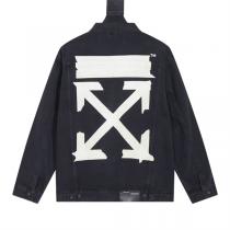  Off-White コピー ジャケット ストリート インダストリアルテーププリント デニム トレンド感溢れる オフホワイト
