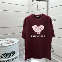 バレンシアガ 偽物 Tシャツ ハートグラフィックプリント ストリート風 クルーネック 男女兼用 BALENCIAGA