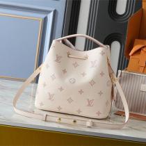  LOUIS VUITTON コピー バケットバッグ ローズピンクモノグラム 2点セット ストライプポーチ 巾着 ルイヴィトン