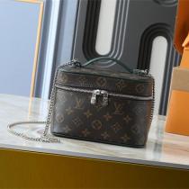 ルイヴィトン コピー バニティバッグ キャンバス仕様 シルバーチェーン ハンドルトップ ボック LOUIS VUITTON
