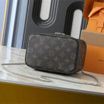 ルイヴィトン コピー バニティバッグ キャンバス仕様 シルバーチェーン ハンドルトップ ボック LOUIS VUITTON