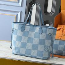 ルイヴィトン コピー トートバッグ ダミエアズール風チェック柄 ブルーデニム調 フラットポーチ LOUIS VUITTON