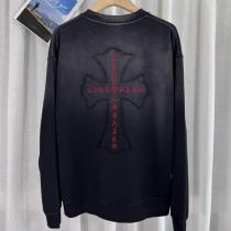 クロムハーツ コピー トレーナー ブラックフェードビッグクロスパッチ＆レッドロゴ刺繍 CHROME HEARTS