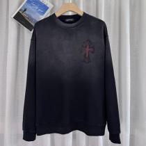 クロムハーツ コピー トレーナー ブラックフェードビッグクロスパッチ＆レッドロゴ刺繍 CHROME HEARTS