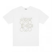 ロエベ 偽物 Tシャツ ロゴ刺繍 クラシックモノグラムデザイン カジュアル 半袖T 白黒2色展開 LOEWE