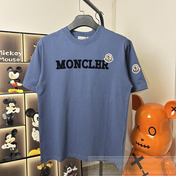 モンクレール 偽物 ロゴワッペン付き クラシックコットンTシャツ ベーシックデザイン MONCLER