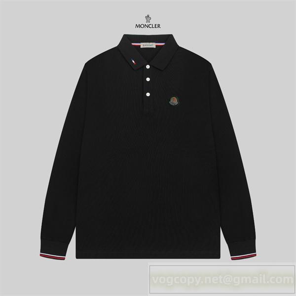 MONCLER 偽物 ワンポイントロゴ  ポロシャツ トリコロールアクセント付き ベーシックモンクレール