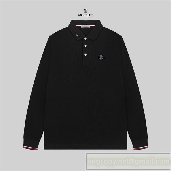 モンクレール スーパーコピー エンブレムステッチ ロングスリーブポロシャツ ミニマル×上質 MONCLER