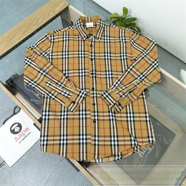 バーバリー 偽物 シャツ クラシックチェック柄 スタイリッシュ長袖 トラッドスタイル BURBERRY