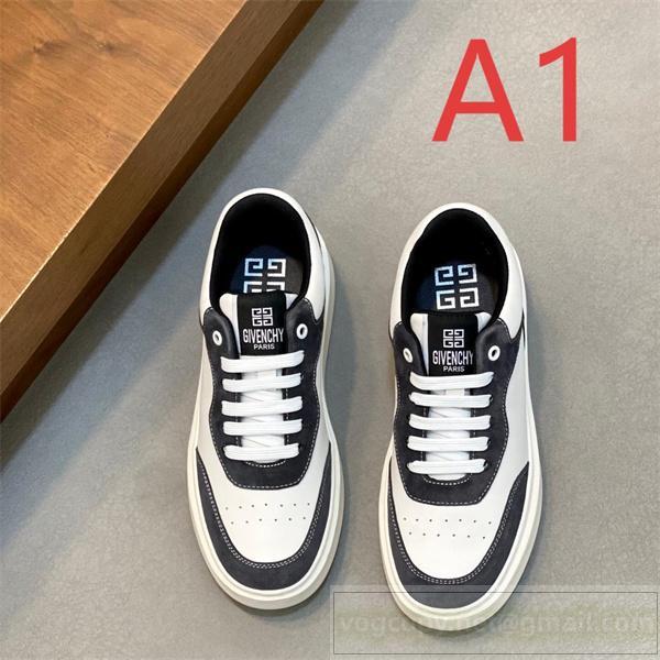  GIVENCHY スーパーコピー スニーカー バイカラーデザイン ロゴ入りレザーローカット ジバンシィ