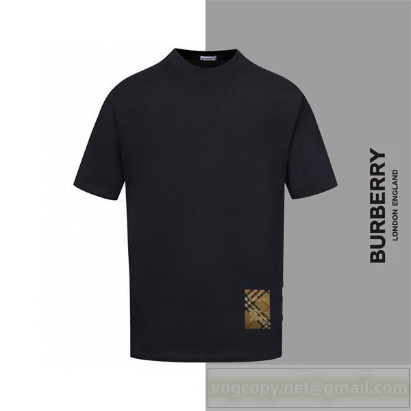  バーバリー スーパーコピー Tシャツ バーバリーチェックパッチ シンプルモダン トップス BURBERRY