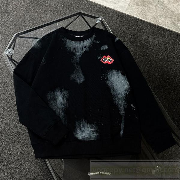 CHROME HEARTS 偽物 トレーナー ペイント ビッグリップ スウェット ストリート クロムハーツ