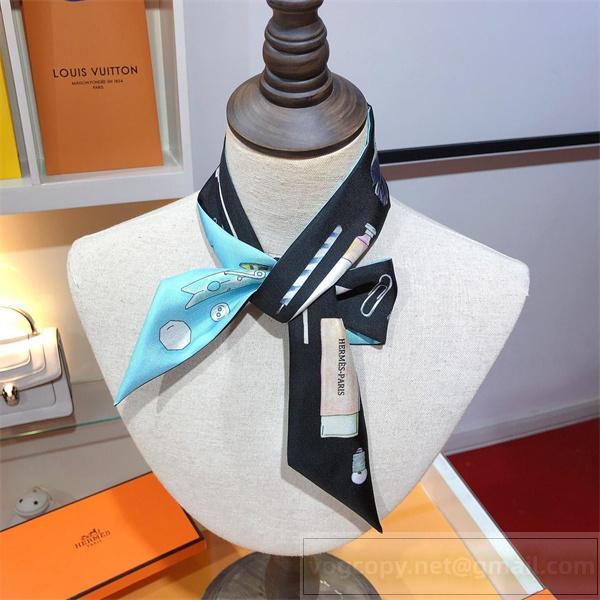 HERMES コピー ツイリー スカーフ 化粧品モチーフ＆アートイラスト シルク100% エルメス
