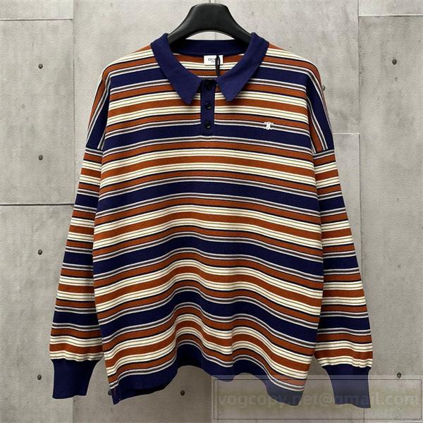 売れ筋 CELINE コピー ポロシャツ ボーダー柄 ロングスリーブ クラシックカジュアルウェア セリーヌ