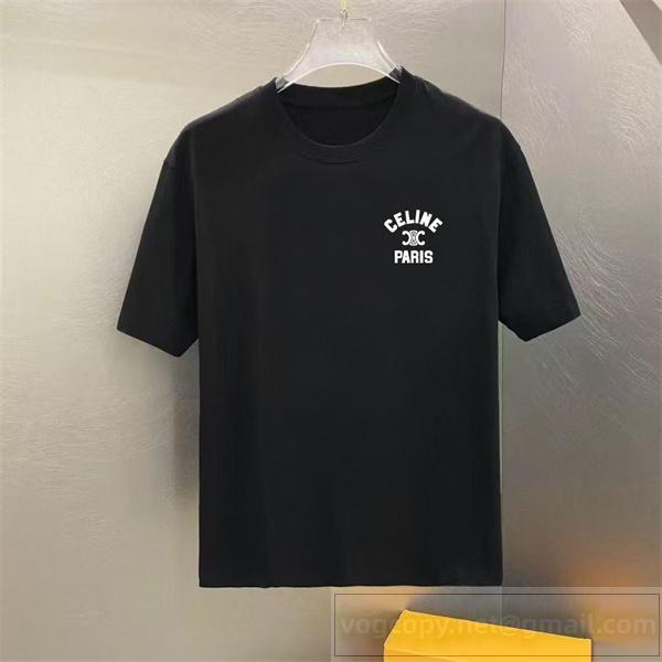おすすめ CELINE 偽物 Tシャツ セリーヌパリ ロゴ入り バックプリント 半袖 カジュアル セリーヌ