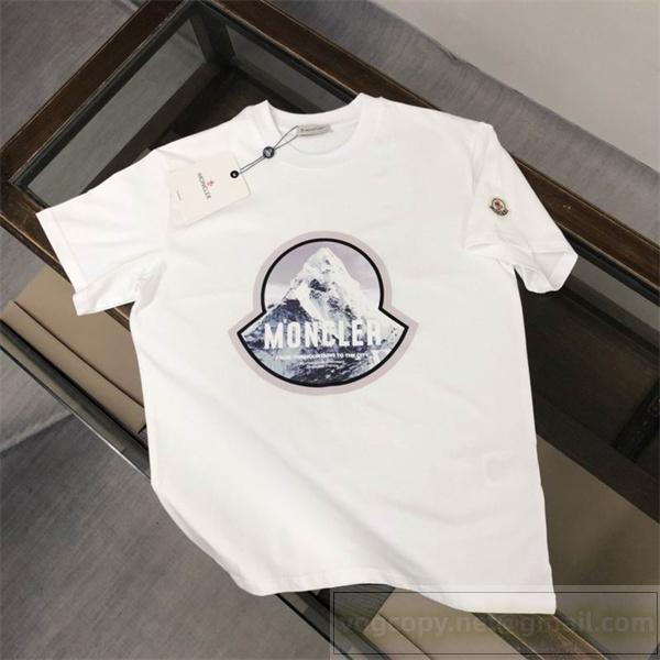 MONCLER コピー 雪山グラフィックロゴ Tシャツ 存在感抜群 フロントプリントモンクレール