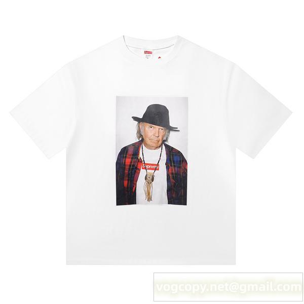 SUPREME コピー Tシャツ ネイルヤングフォトプリント 人気白T 即完売 お洒落 シュプリーム