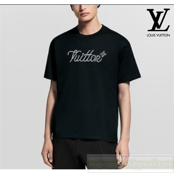 お洒落最新ルイヴィトンLV 偽物 TシャツコピーLOUIS VUITTON シグネチャー エンベリッシュド新作