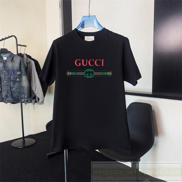 Gucc1 偽物 Tシャツ 洗練された ロゴ刺繍＆ストライプデザイン 高級感溢れる＆モダン Gucc1