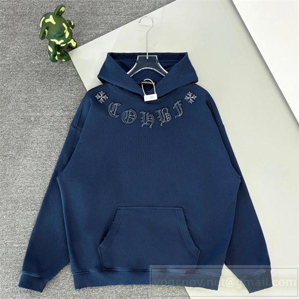 CHROME HEARTS 偽物 パーカー 高級刺繍ン ダークブルー 快適な着心地 クロムハーツ